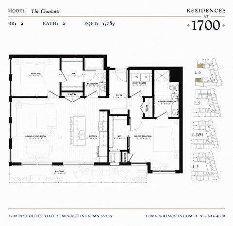 The Charlotte Floor plan at Residences at 1700, Minnetonka, MN 55305